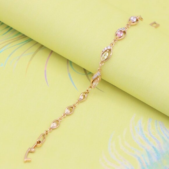 "Rose Gold Bracelet with Multicolor Stones and Crystals, XPBL0789 - Picture 1 of 11